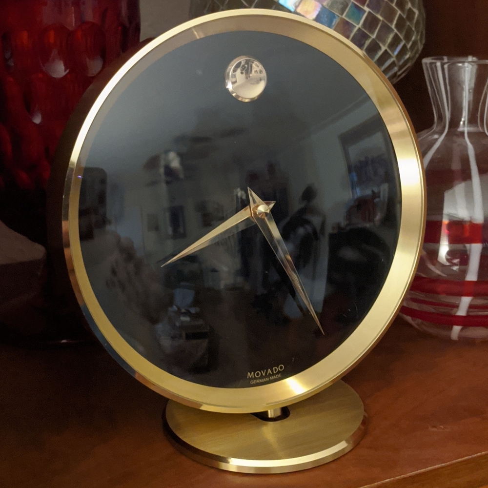 Movado Museum Mantle Clock Brass Rare Limited Nice